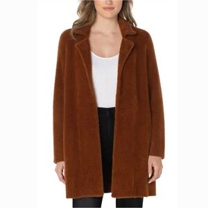 Liverpool Shacket Sweater Cardigan Brown Fuzzy XL
